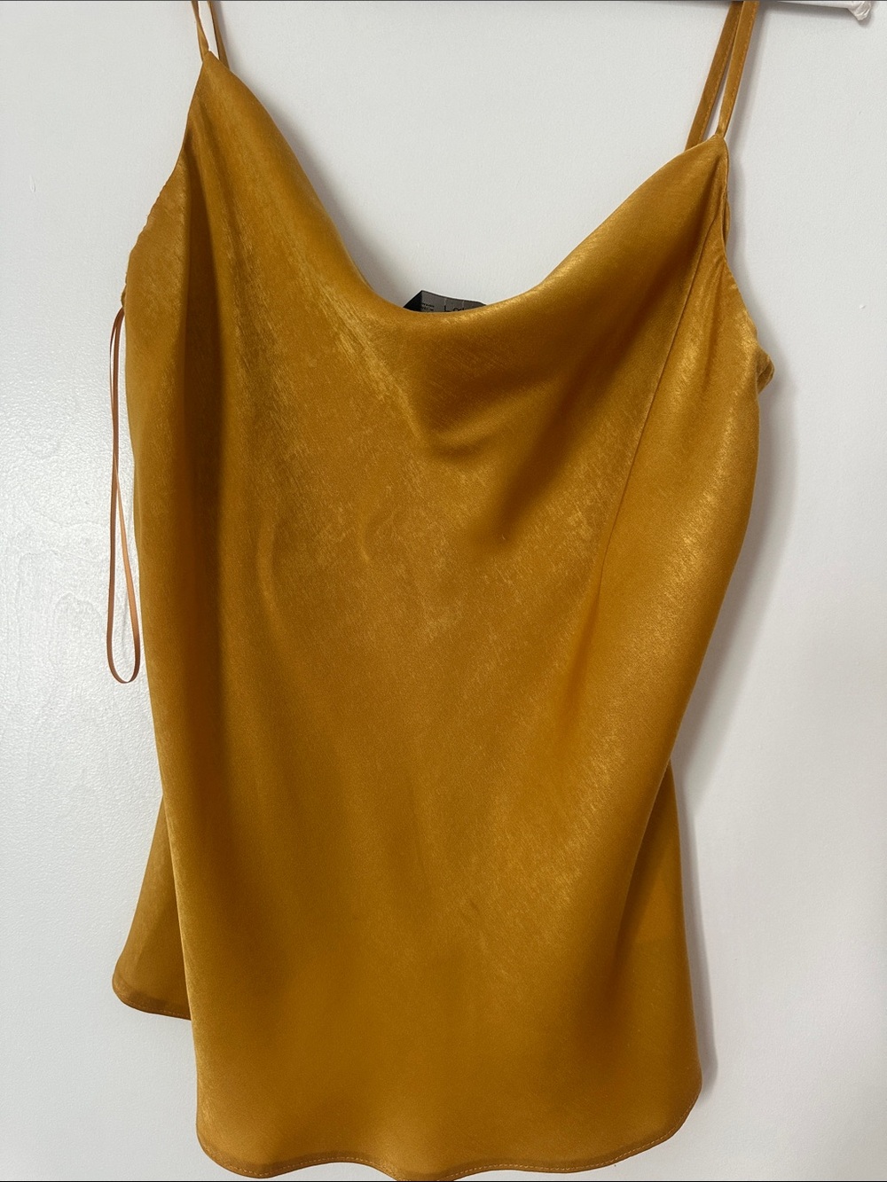 F&F Mustard Satin Cowl Neck Slip Tank